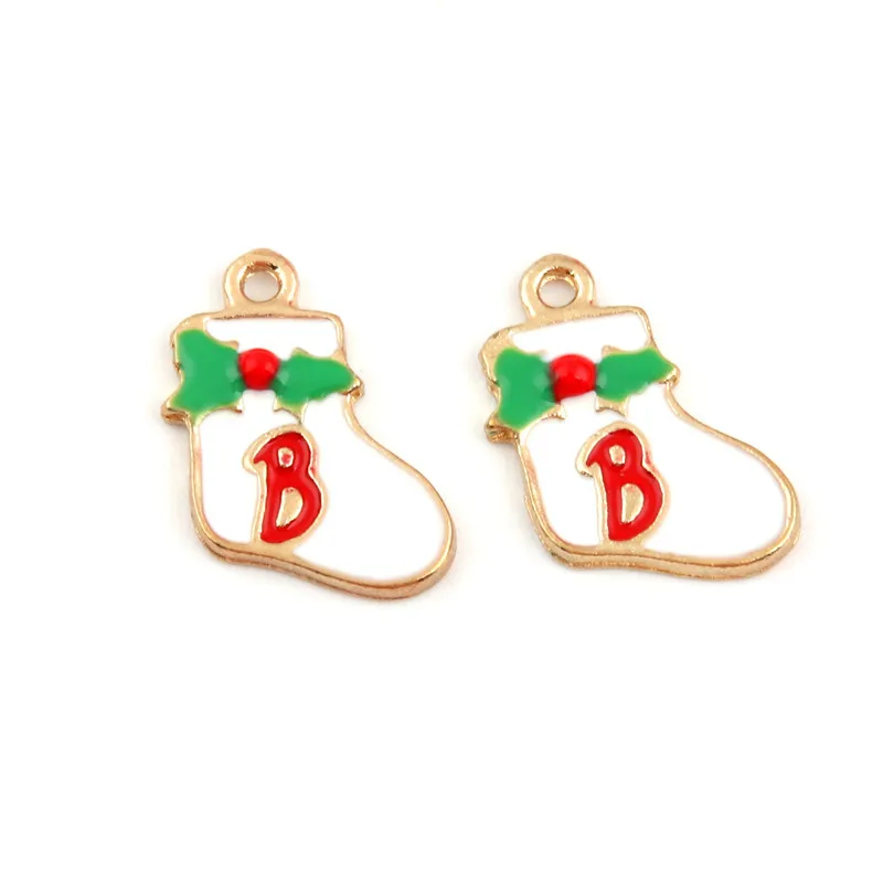 10 шт. Золотая эмаль Рождественский чулок подвеска праздничный подарок DIY