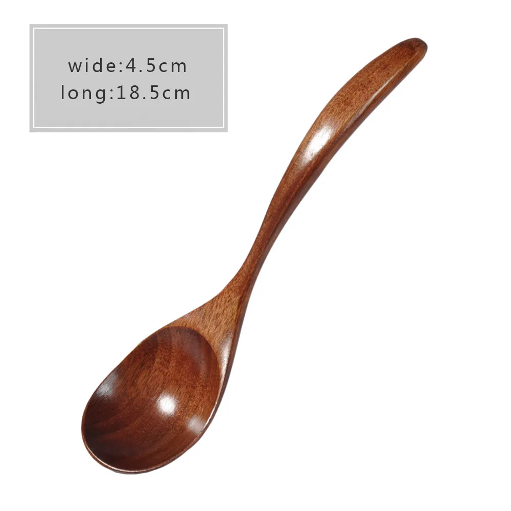 

2021 1PC Wooden spoon soup special 100% natural wood long handle spoon Chinese wooden tableware kitchen special seasoning spoon