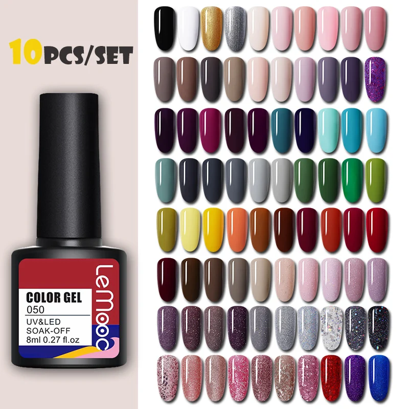 Набор гель лаков LEMOOC для дизайна ногтей набор гелей 6/10 шт./компл. 8 мл|Гель ногтей| |