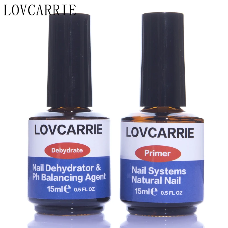 

LOVCARRIE 2 PCS/Set Nail Dehydrator and Primer Acrylic UV Gel Base Coat Top Coat Primer Air Dry Pre No Acid Nailart Disinfiction