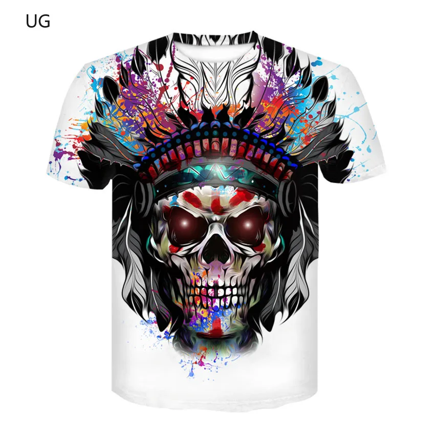 

UG Sports Men's Clothing Short Sleeve 3D Printing Pirate Skull T-shirt Men's Summer Fashion Casual Street T-shirt