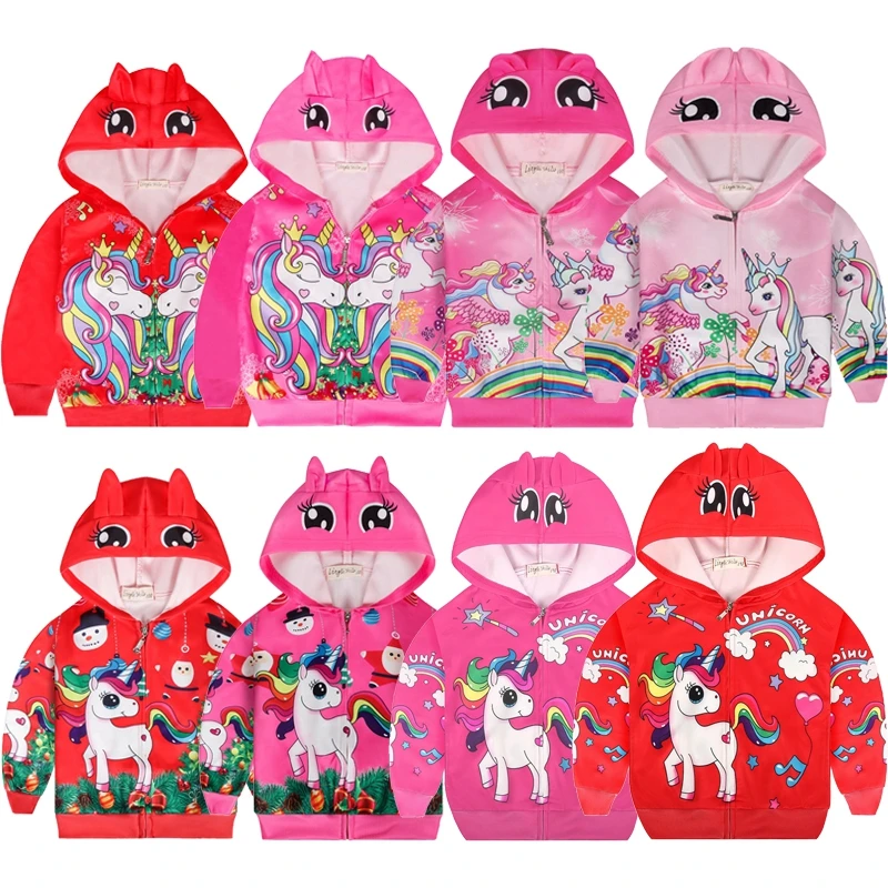 

Куртка демисезонная для девочек 2-8 лет, с единорогом