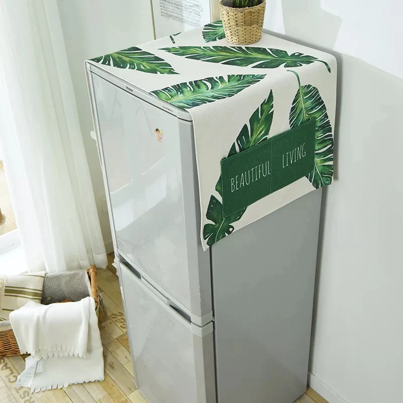 

Nordic Washing Machine Cover Pastoral Fridge Universal Dust Cover Towel Cotton Cloth Set Single Door Refrigerator Cover