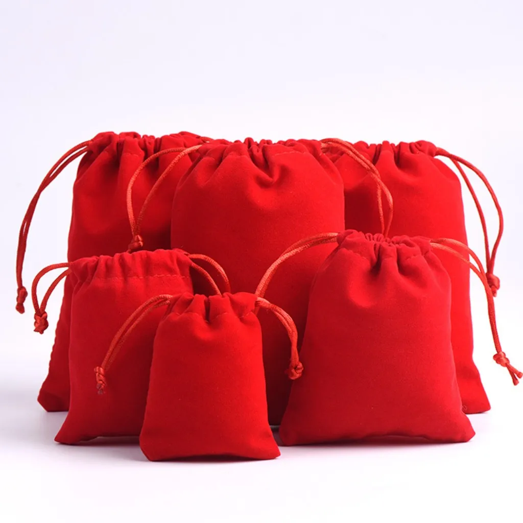 

10Pcs Xmas Jewelry Bags Velvet Drawstring Pouch Party Bags