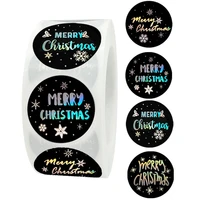 500pcs 1inch black hot stamping sticker new year 2023 merry christmas stickers gift sealing labels holiday candy bag box decor