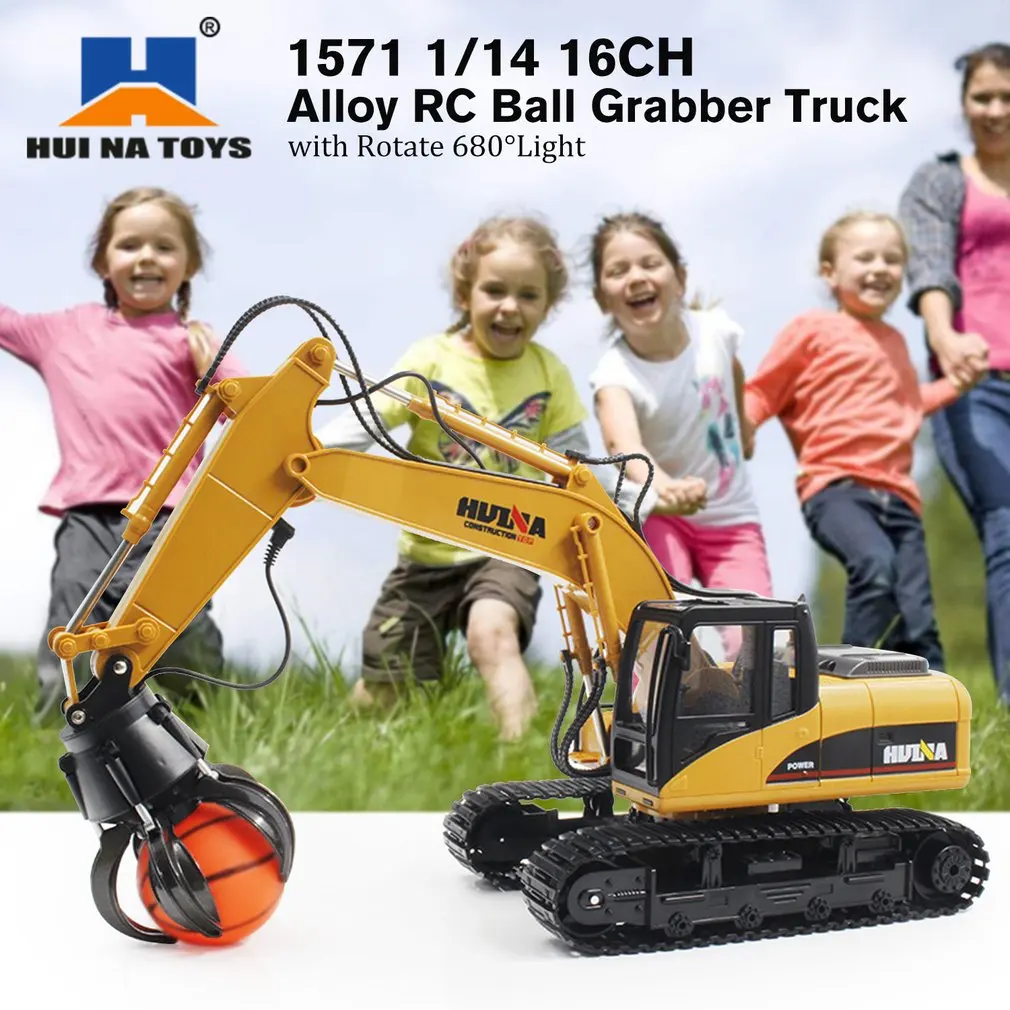 HUINA TOYS 1571 1/14 16CH Сплав RC шаровой захват конструирование грузовика строительство автомобиля со звуковым светом поворот 680 обезжириватель