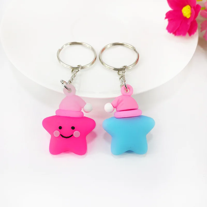 ПВХ резиновая звезда брелок держатель для ключей девочек симпатичная цепочка