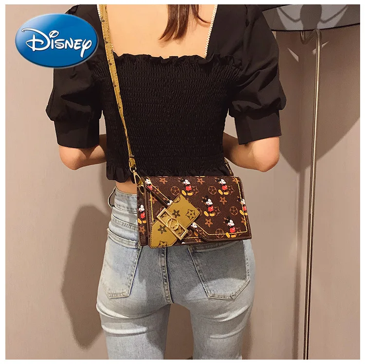 

Disney Mickey Mouse Small wallet Square Bag Cute Messenger Bag Retro Lock Cross Body Bag Woman Waist Bag Women