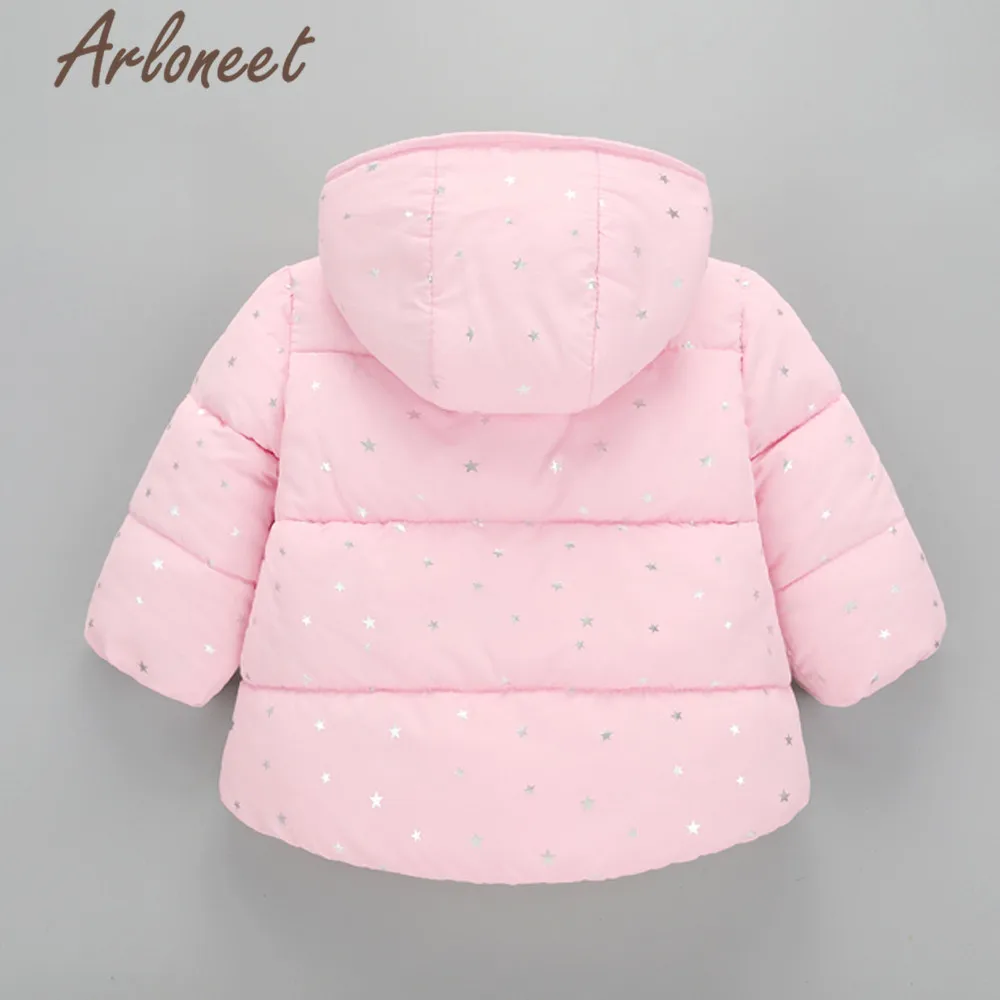 Детское пальто с рисунком ARLONEET зимнее толстое капюшоном и принтом в виде звезд