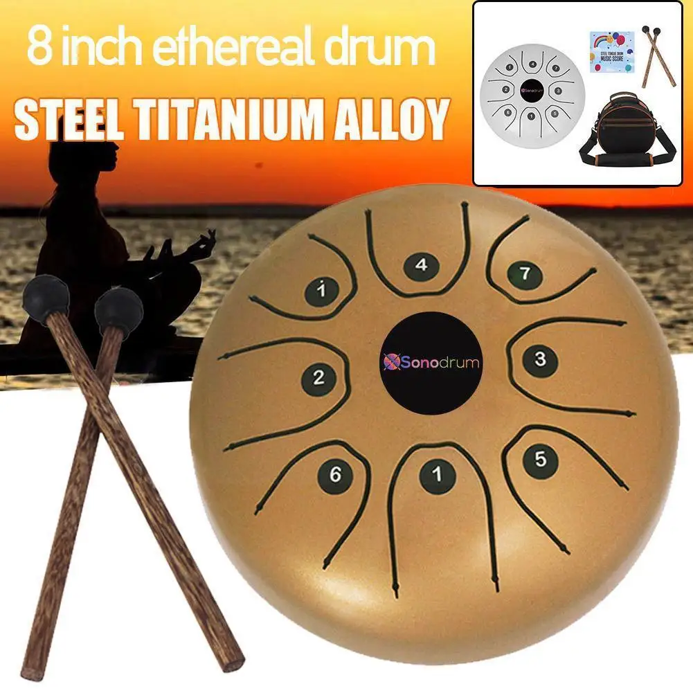 

8-дюймовый мини-барабан, стальной барабан с языком, инструмент, электронный барабан для детей с регулируемой длиной, для взрослых, перкуссио...