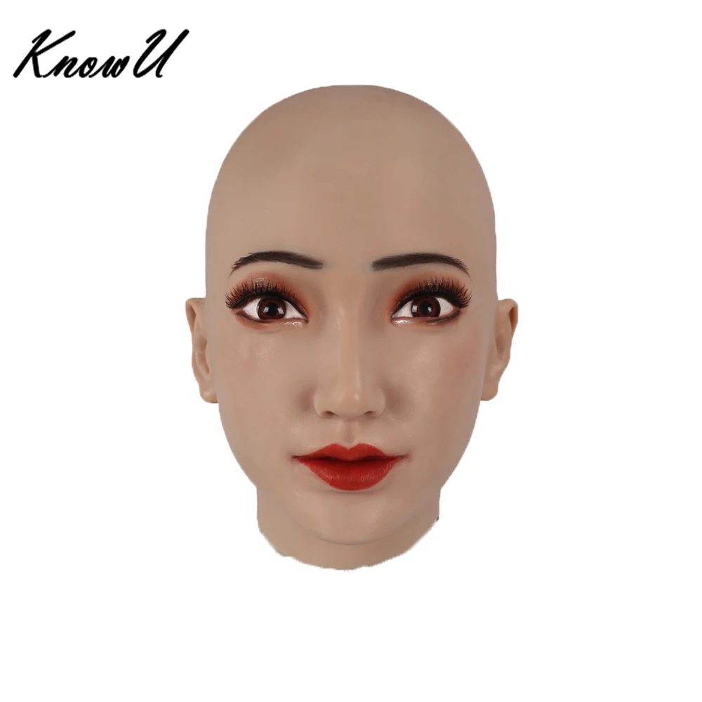 

KnowU Crossdress силиконовая женская маска для бровей с открытым ртом без глаз трансгендер Косплей CD TG