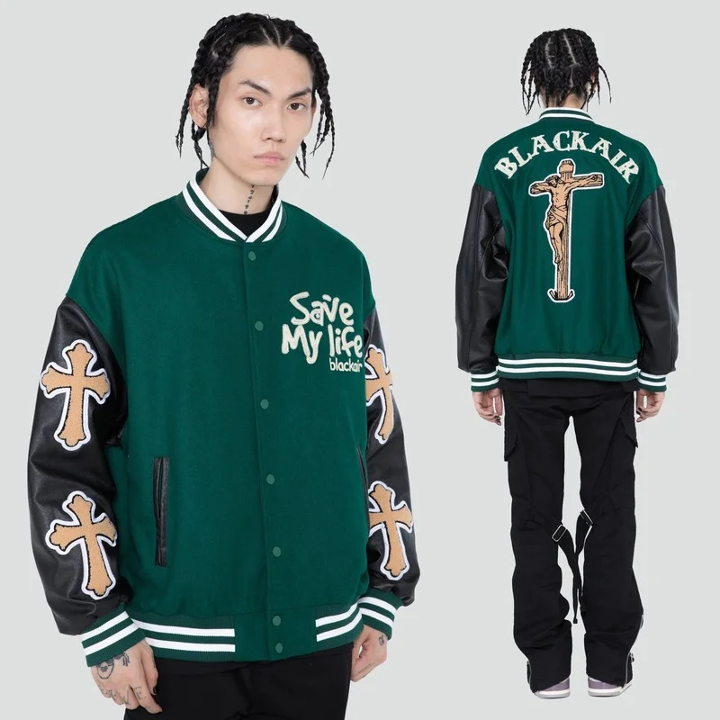 

Женская бейсбольная куртка, свободная кожаная бейсбольная куртка в европейском и американском стиле с вышивкой, зима 2021