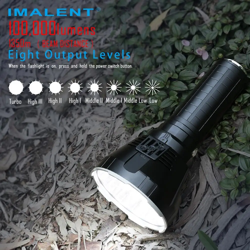 

Brightest Flashlight 100000 Lumens Leds Rechargeable Searchlight Outdoor Torch with OLED Display Intelligent Charging