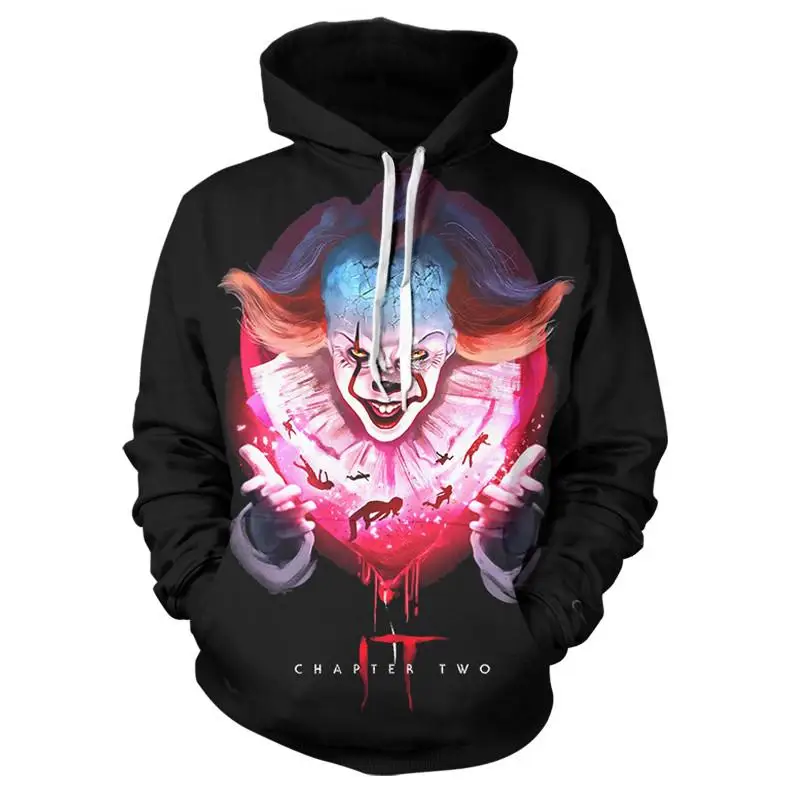 Мужская и Женская толстовка с 3D принтом в виде клоуна Pennywise фильма ужасов It Chapter Two