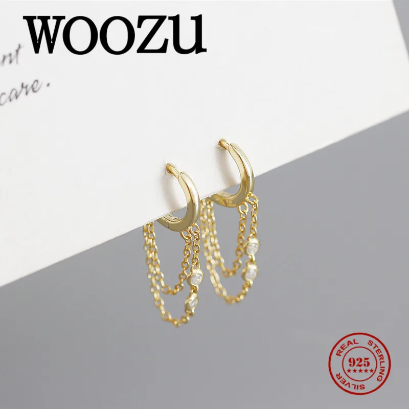 WOOZU натуральная 925 Стерлинговое Серебро модный паве Циркон кубинской цепочка