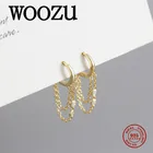 WOOZU натуральная 925 Стерлинговое Серебро модный паве Циркон кубинской цепочка кольцо с кисточкой, серьги для женщин, в богемном стиле, в стиле хип-хоп ювелирные изделия