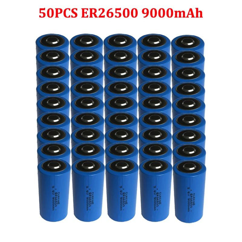 

50Pcs 26500 ER26500 3.6V 9Ah Battery Lithium C Batteries ER 26500 LS26500 For Millitary devices,ETC,Gas Meter