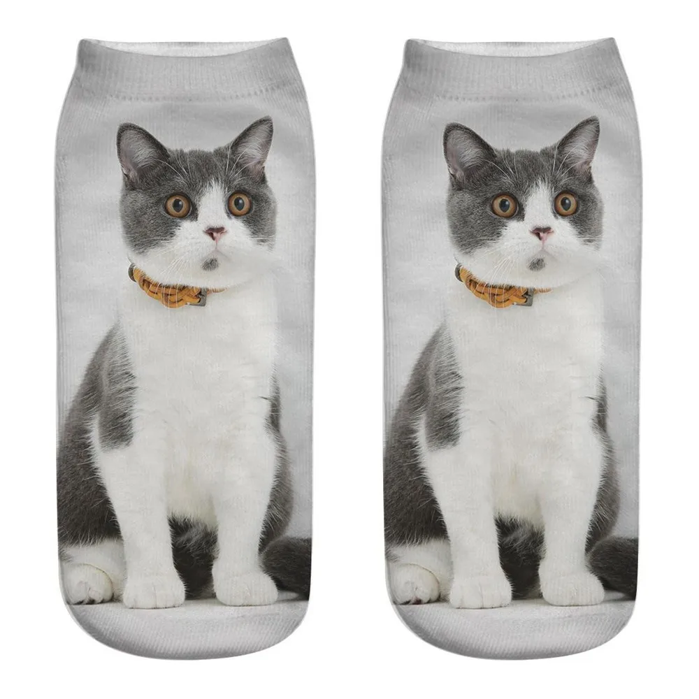 Милые женские носки с 3D принтом кота унисекс забавные Модные Повседневные милые