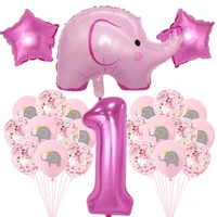 cartoon pink elephant latex balloons children birthday party decoration blue aluminum foil balloon baby shower decorations favor