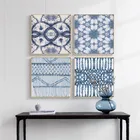 Картина на холсте для прихожей, абстрактное граффити, синий квадратный узор, Постер диван, Настенная картина, декор для гостиной