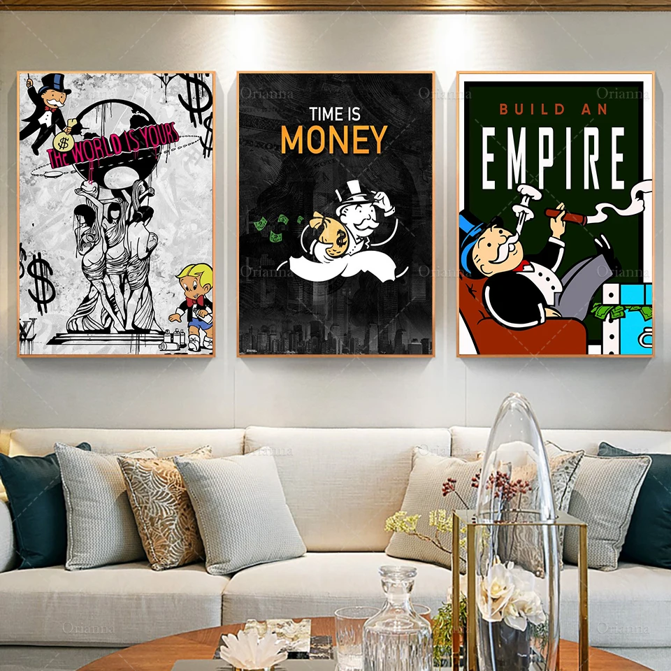 Алек Монополия классические уличные Artisc холст Плакаты принты украшение на стену