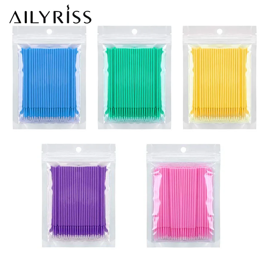 1000PCS Eyelash Brushes Cotton Swab Micro Individual Eyelashes Microbrush Removing Cleaning Lash Extensions Accessories Mascara