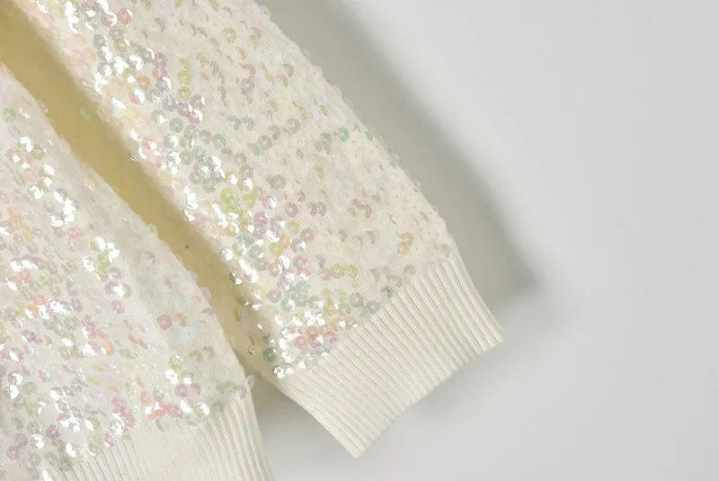 2018 осенне-зимний женский свитер с блестками Белоснежка узором вязаный длинным