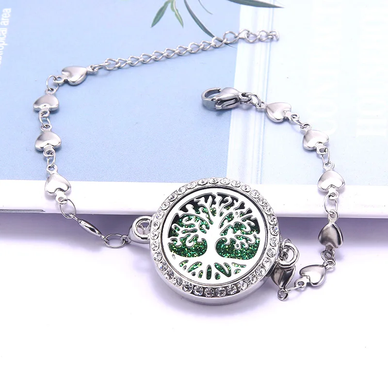 

Aromatherapy Tree of Life Stainless Steel Bracelet Fashion Women's Bracelet18cm+5cm Adjustable Love Lobster Claw Clasp Jewelry