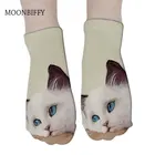 Женские носки с забавными животными и 3D принтом, носки до щиколотки унисекс, модные носки с мультяшным котом