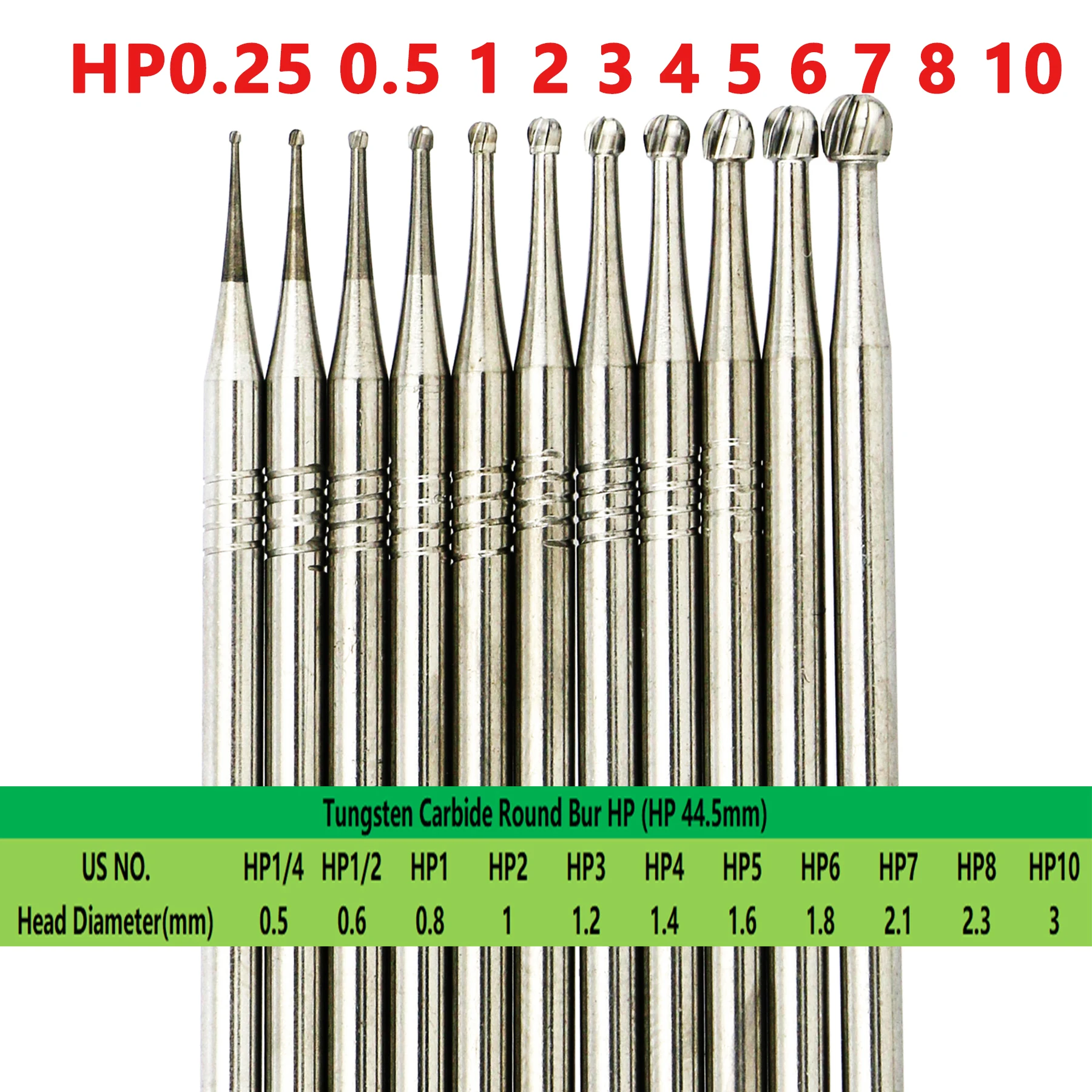 5PCS Round Head SBT WAVE Dental Tungsten Carbide Grinding Burs Straight Handpiece Bit HP 0.25-10