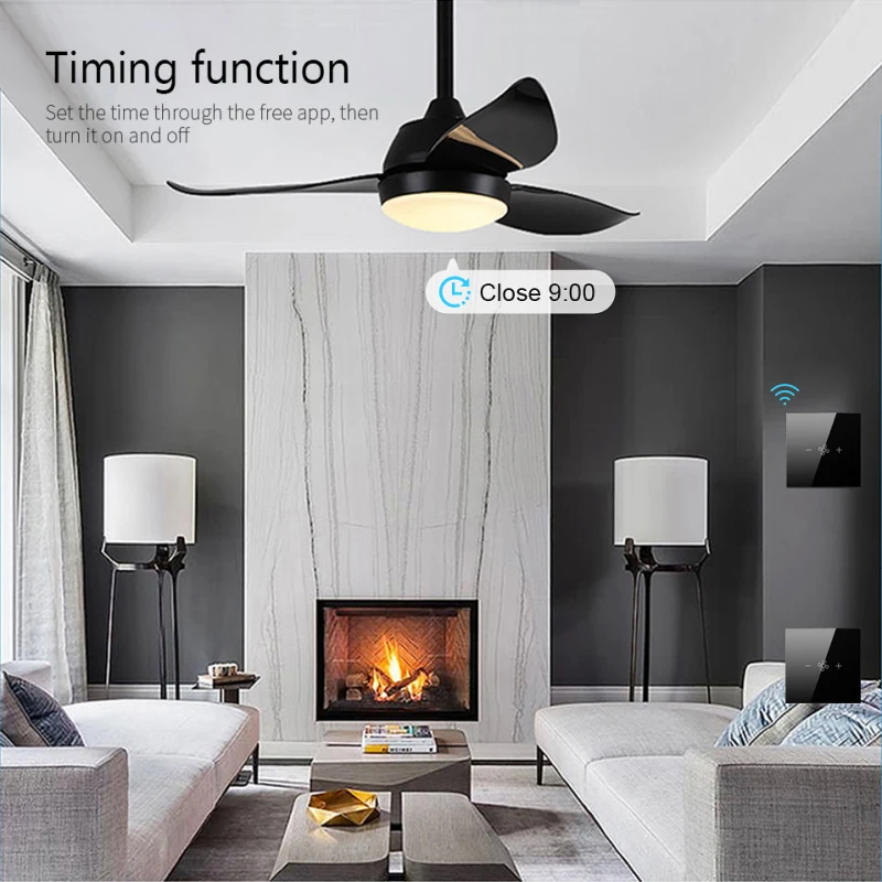 

Tuya EU Wifi Smart Ceiling Fan Switch With Smart Life APP Remot Control Timer Speeds Work with Alexa Google Home Echo Modules