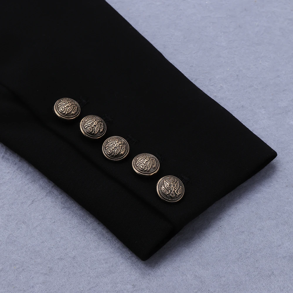 

PB 2020 New Trendy Black Blazer Dress Button Design Sexy V Neck Long Sleeves Celebrity Party Club Mini Vestido