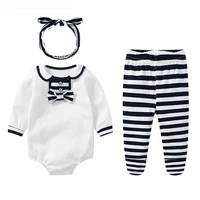 girls jumpsuits newborn bodysuitsstriped leggingshairband 3pcsset baby girl clothes baby costumes outfits 0 2y