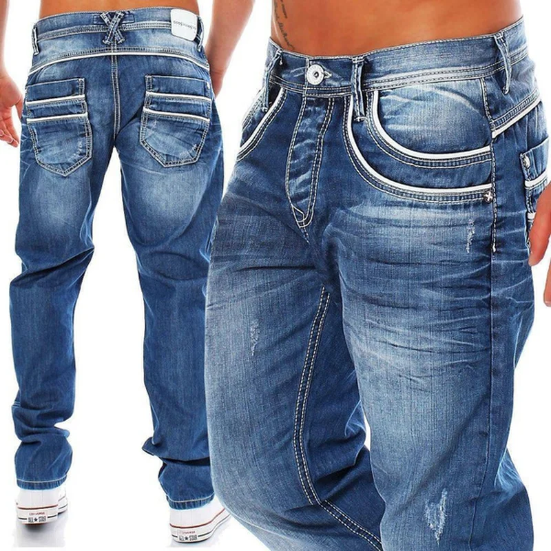 

Men Jeans Solid Straight Pants Hip Hop Male Casual Streetwear Boyfriend Style Denim Trousers Stretch Baggy Jeans Men's Pants