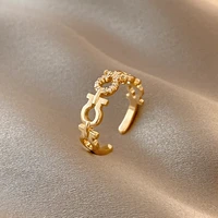 2021 new temperament gold zircon geometic ring elegant fashion women ring luxury adjustable party open ring versatile jewelry