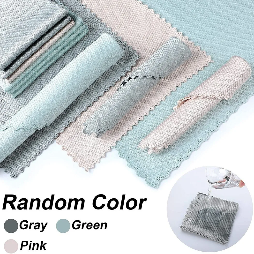 

5PCS Special Fish Scale Microfiber Polishing Kitchen Cleaning Cleaning Cloth Household Glass Strong Water Absorption Wipes Rag