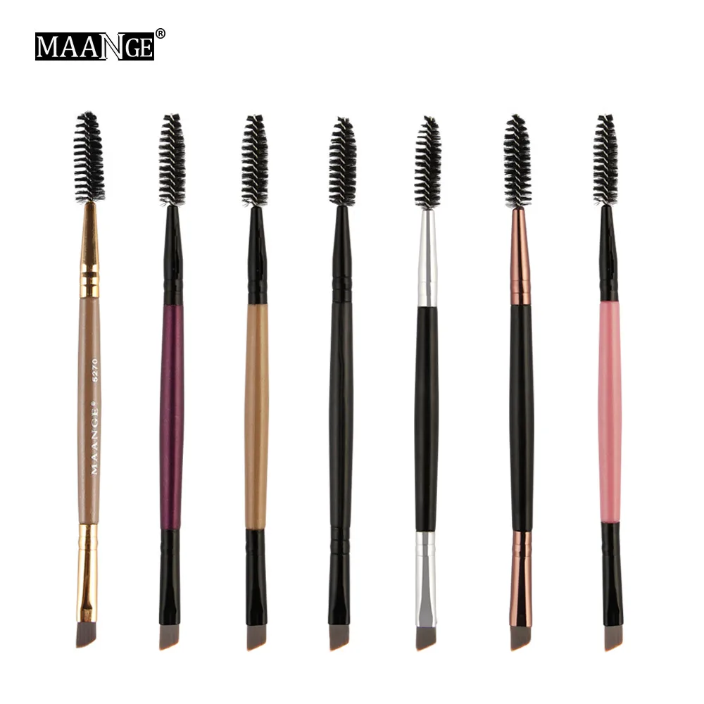 

Makeup Brushes Wood Handle Double Sided Eye Shadow Blending Eyeliner Eyelash Eyebrow Flat Angled Brushes Beauty Tool Maquiagem