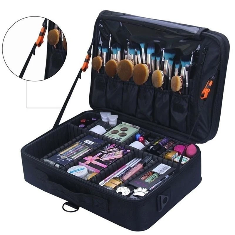 

Three-layer Cosmetic Bag Women Girl Large-capacity Waterproof Cosmetic Case With Makeup Multifunctional Storage Bag Makeup Bag