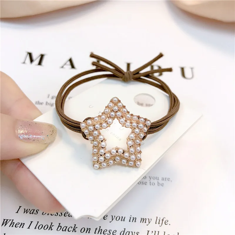 

Love four-leaf clover five-pointed star metal high stretch ponytail hair rope hair ring head rope headdress female