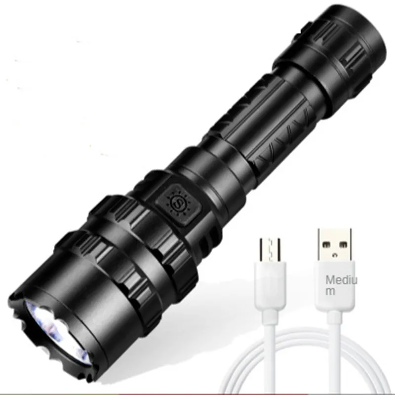 

Drop Shipping Tactical Shockproof Flashlight Zoom 5 Modes Led Light Usb Charging Spotlight Xenon Lamp 18650 Battery Camping