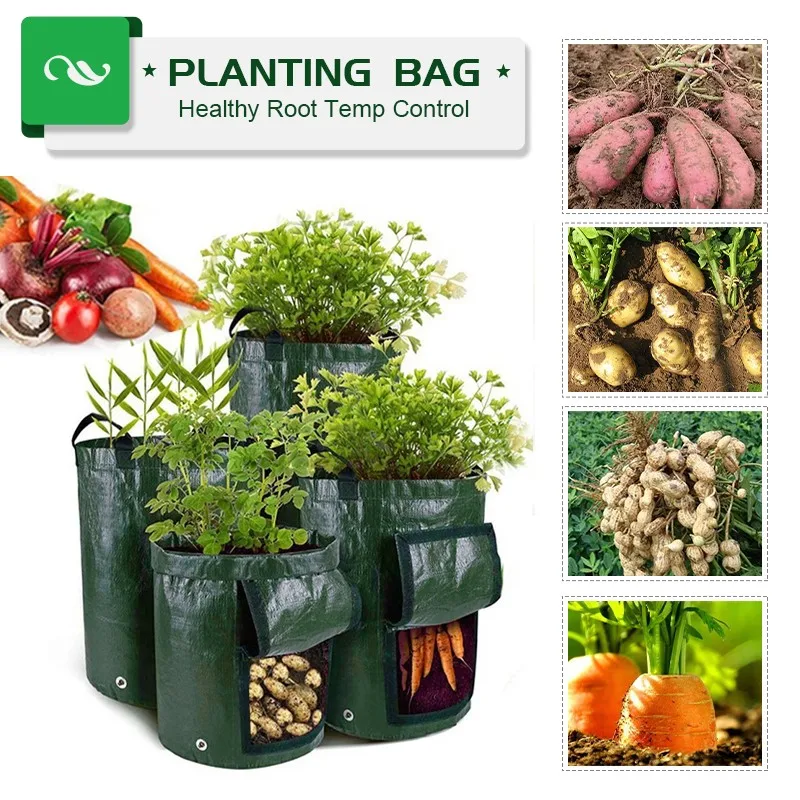 

Potato Grow Bag PE Vegetable Onion Plant Bag With Handle Thickened Garden Carrot Taro Peanut Growing Bag