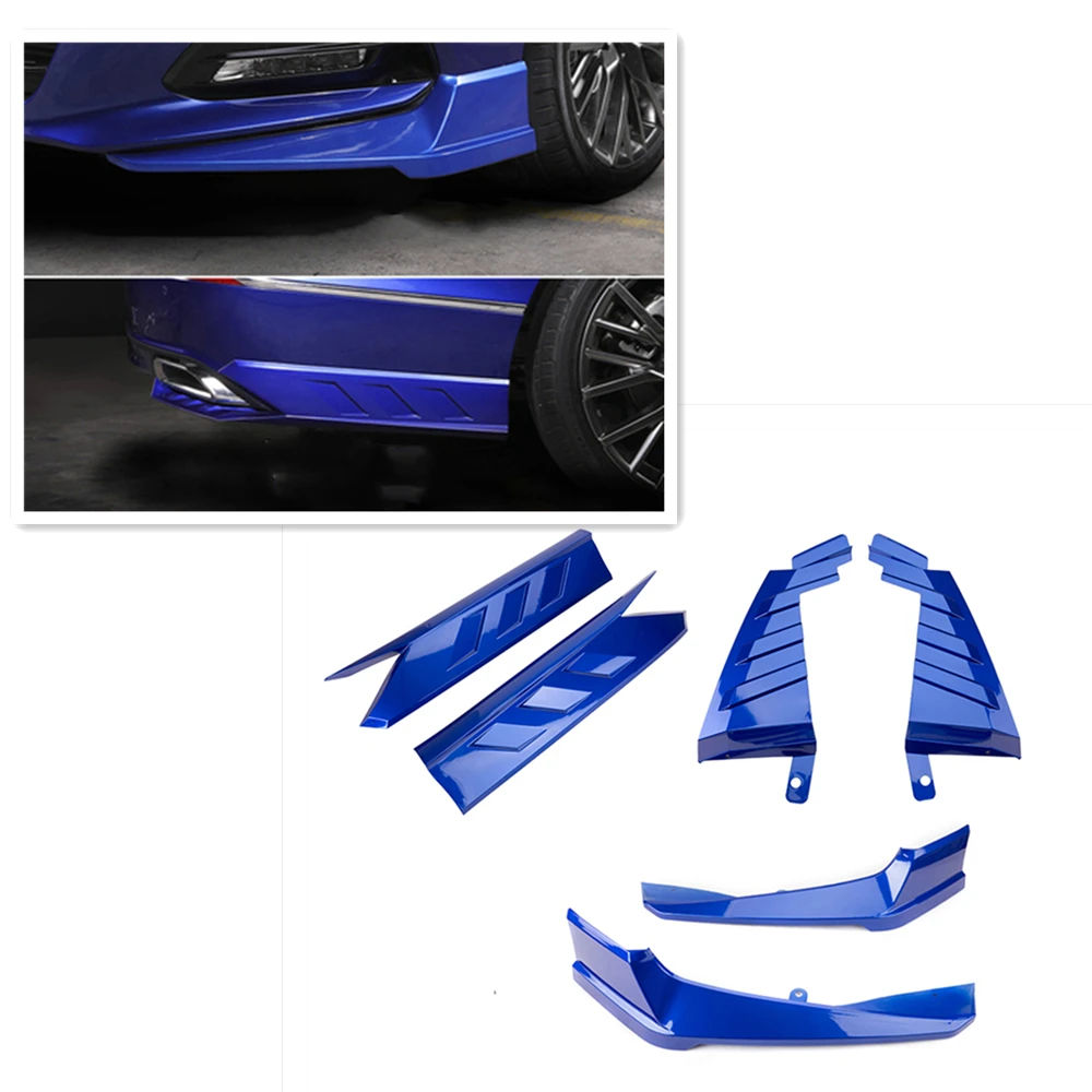 

For Honda Accord 2018 2019 10th AKASAKA Rear+Front Bumper Side Cover Trim Spoiler Blue Diffuser Corner Splitter Canards Body Kit