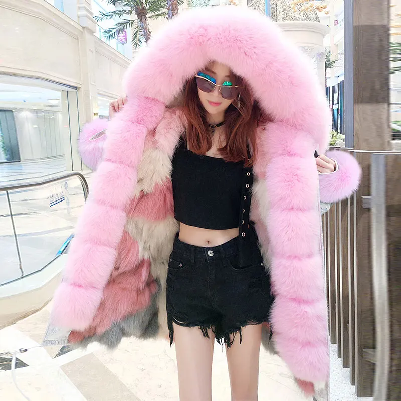 

MAO MAO KONG brand long Camouflage winter jacket women outwear thick parkas natural real fox fur collar coat hooded Free shippin