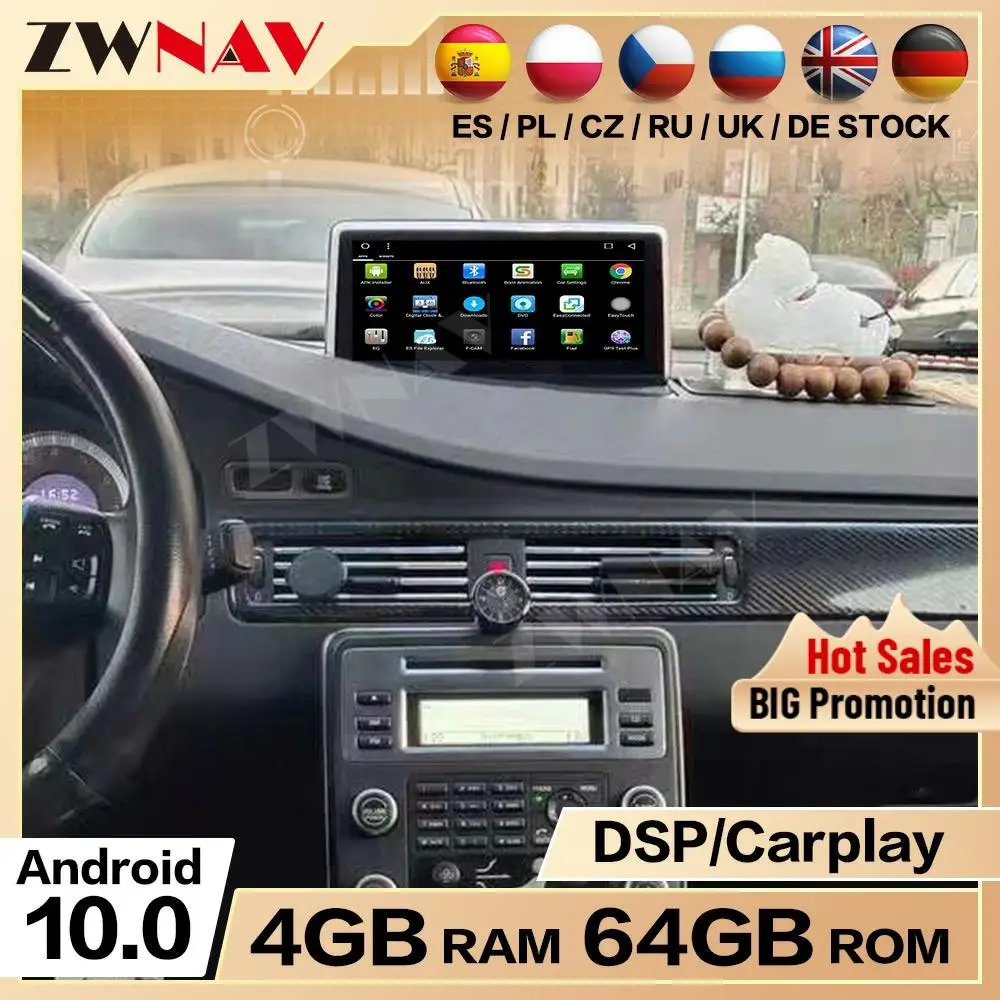 

Carplay For VOLVO S80 2006 2007 2008 2009 2010 2011 2012 Android 10 Multimedia Stereo Player Radio GPS Navi Receiver Head Unit