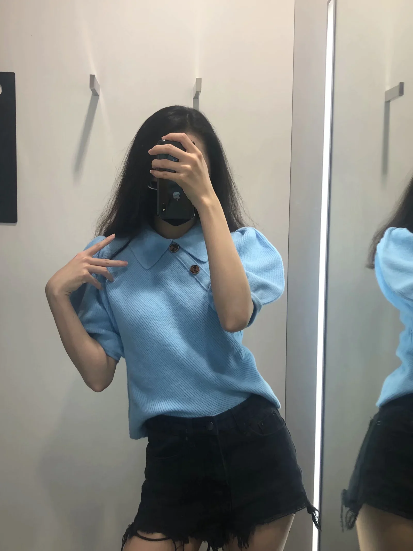 

Button-trimmed knit top