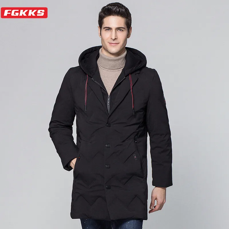 

Мужская Длинная толстовка FGKKS, теплая однотонная парка с капюшоном, верхняя одежда для улицы, на каждый день