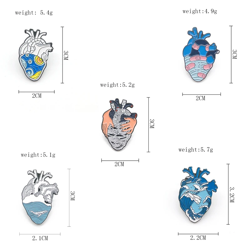 Эмалированная брошь в форме сердца креативная скелета Морской спрей самолет Кит