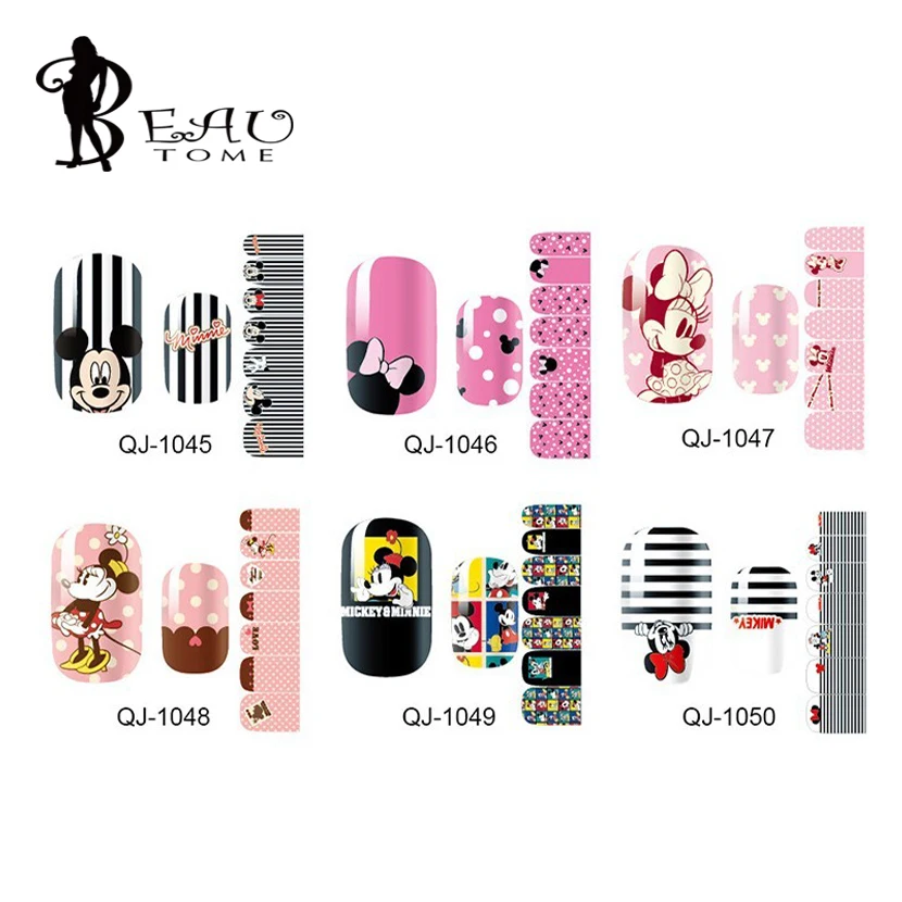 Beautome наклейки для дизайна ногтей Микки Минни Печать Типсы для ногтей Полные наклейки для украшения крышки рукоделие Маникюр Красота подарок для девушек