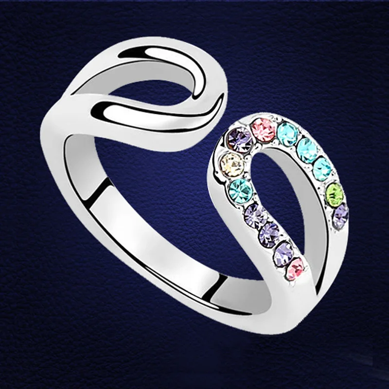 Кольцо унисекс белое золото с кристаллами для свадебной вечеринки | Украшения и