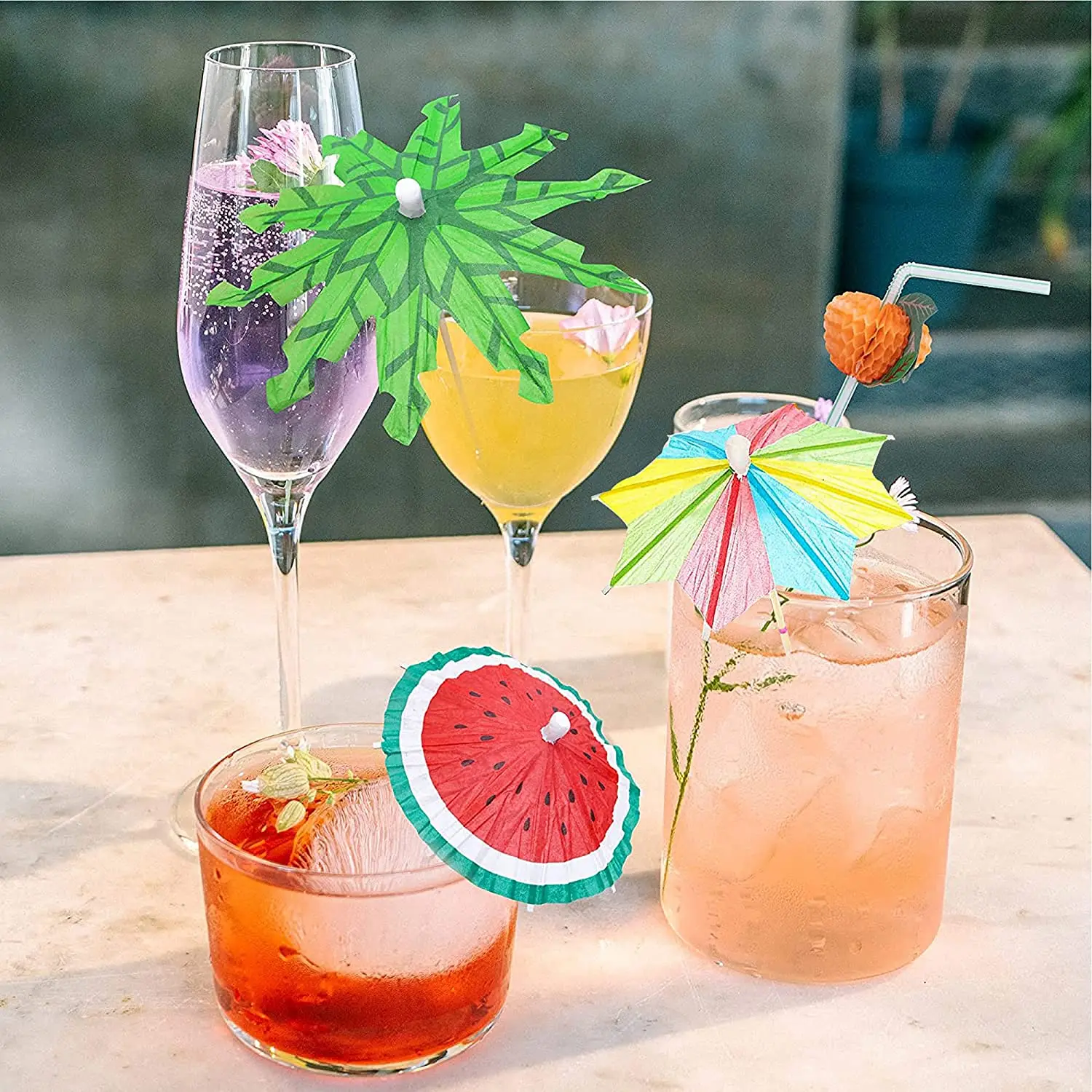 10 шт. Мини бумажные зонтики Коктейльные Палочки для напитков бамбуковые